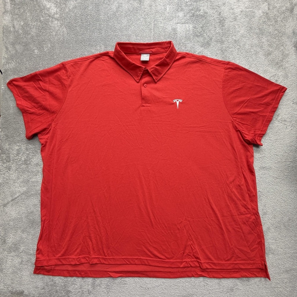 Tesla Polo Shirt Womens Big 3X Red Cotton Embroidered Collared Uniform Employee